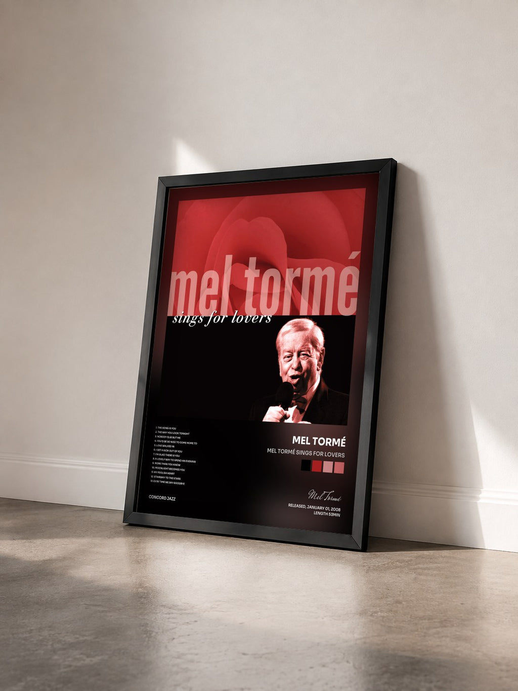 #noir Tableau de l'album Mel Tormé Sings For Lovers de Mel Tormé vu de trois quarts, cadre noir