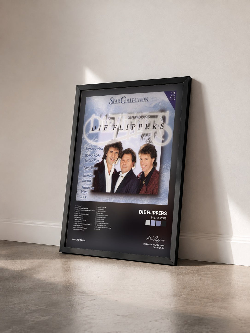 #noir Tableau de l'album Die Flippers de Die Flippers vu de trois quarts, cadre noir