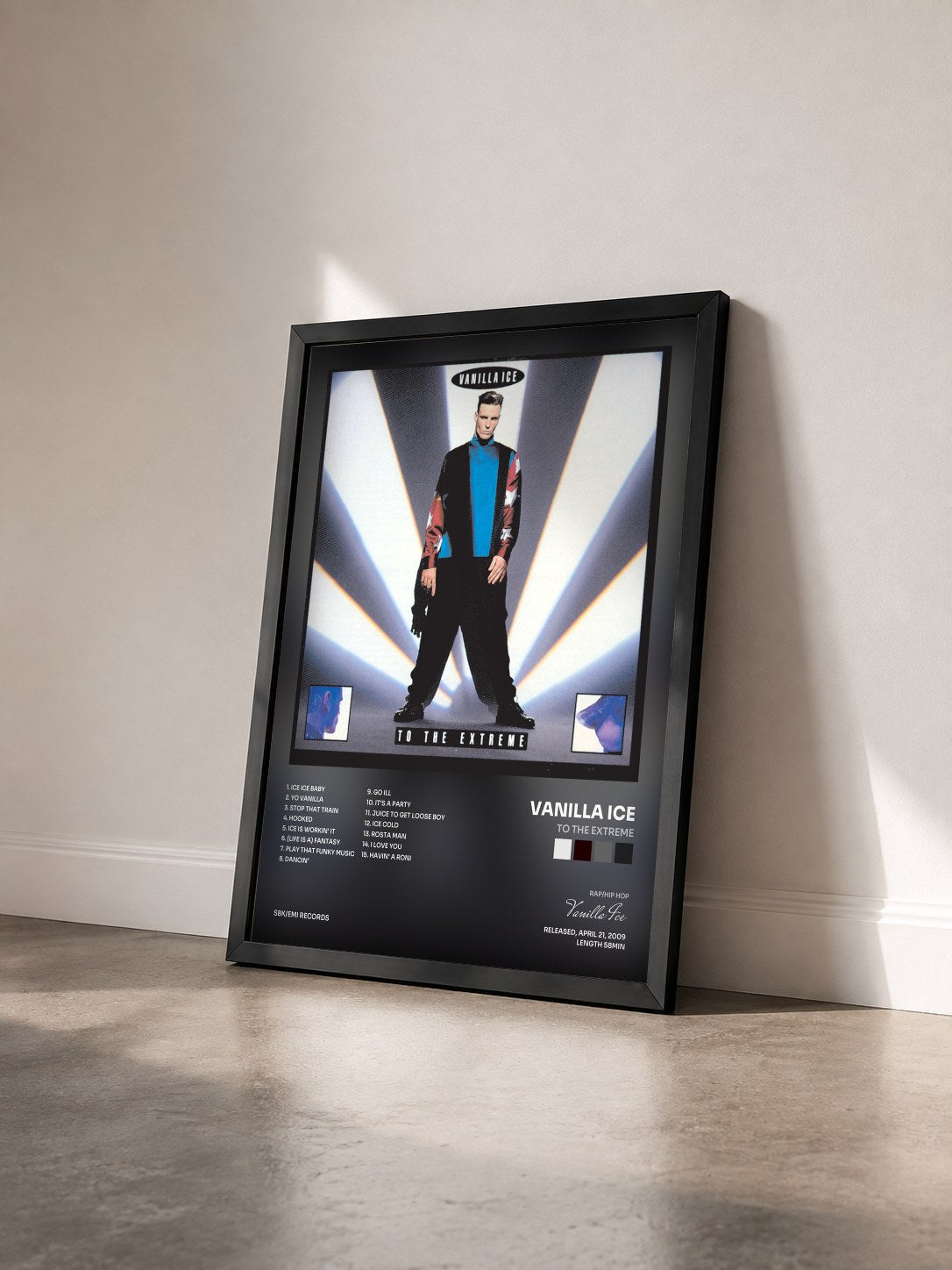 #noir Tableau de l'album To The Extreme de Vanilla Ice vu de trois quarts, cadre noir