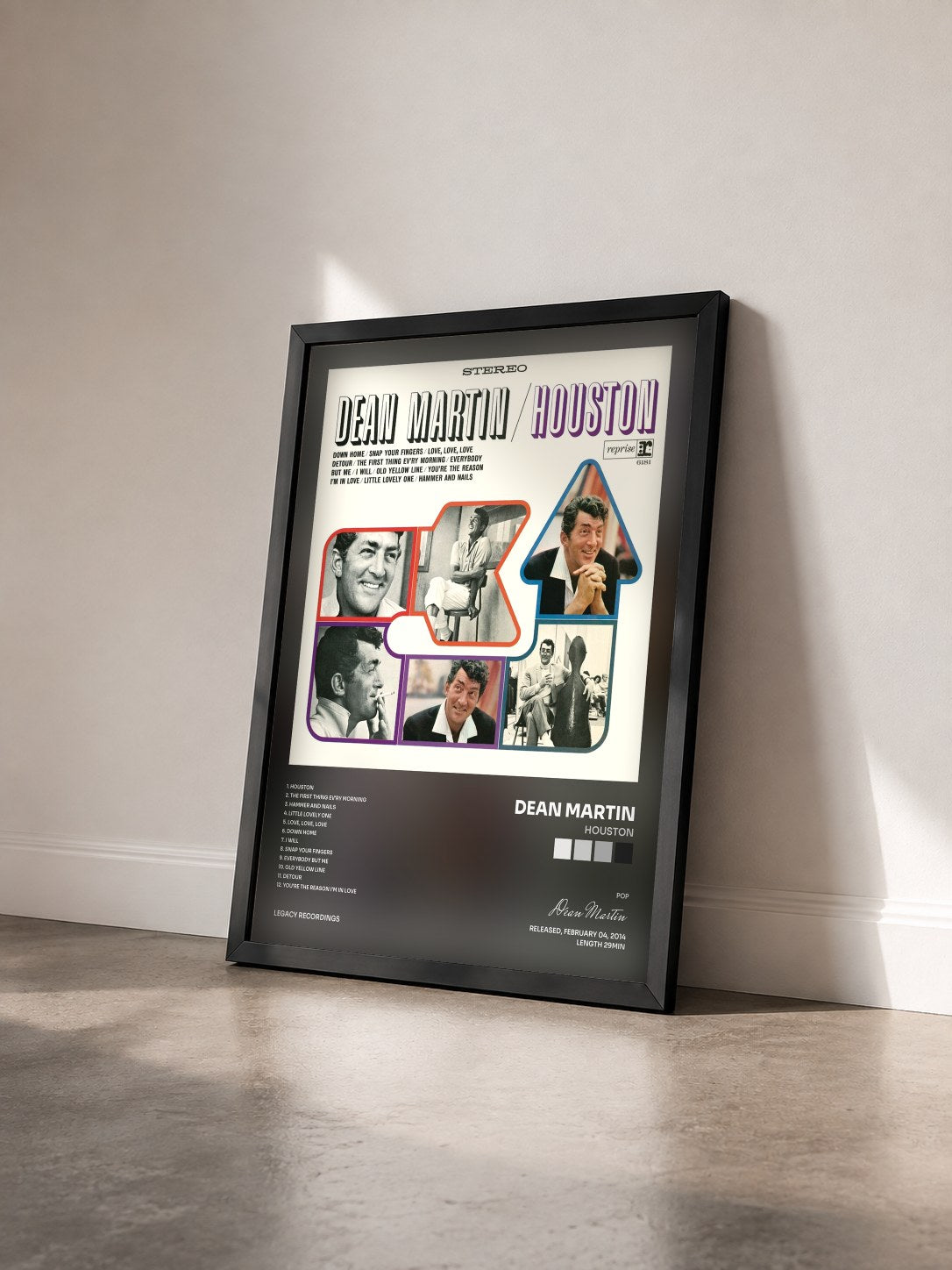 #noir Tableau de l'album Houston de Dean Martin vu de trois quarts, cadre noir
