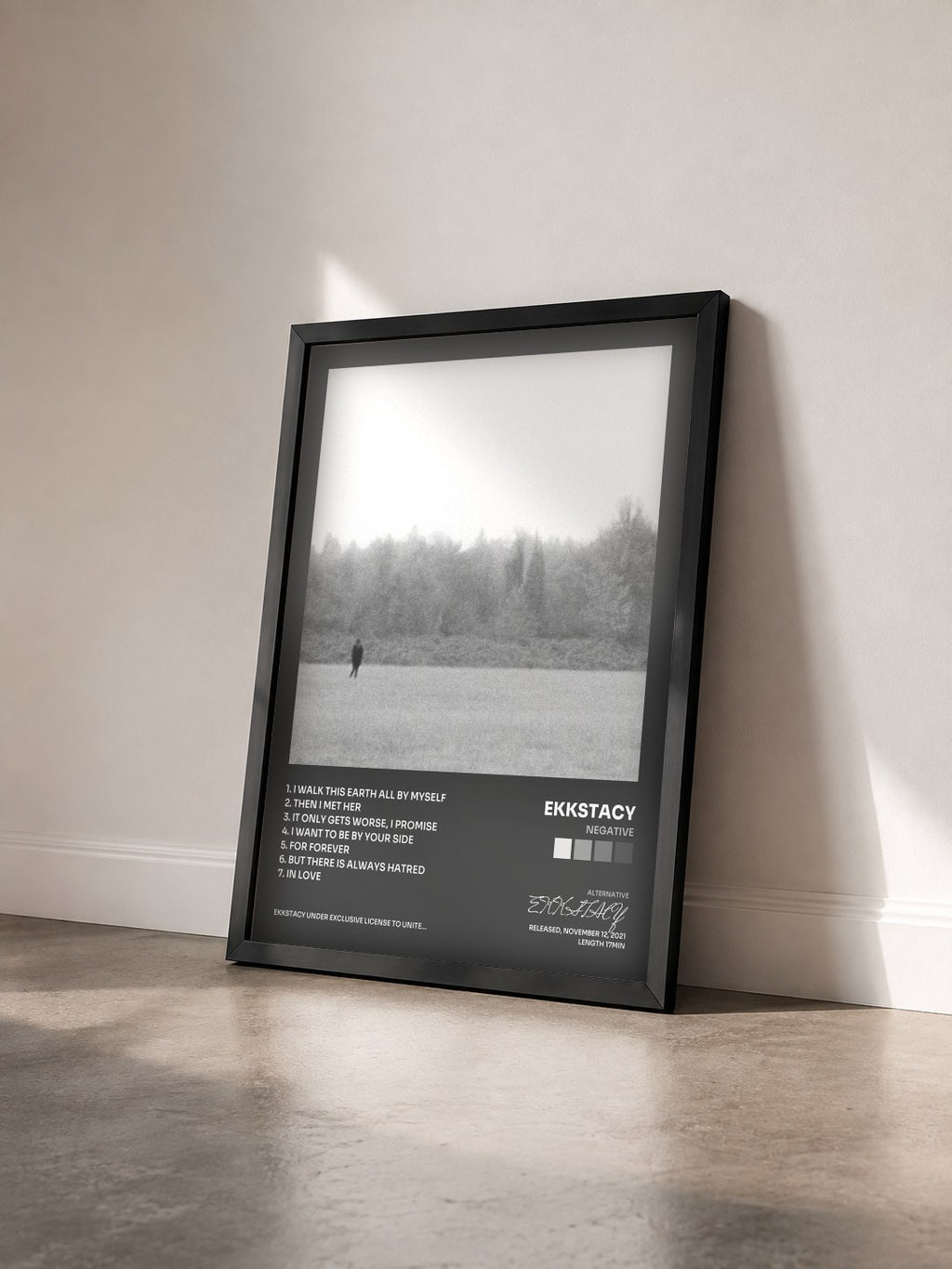 #noir Tableau de l'album NEGATIVE de EKKSTACY vu de trois quarts, cadre noir