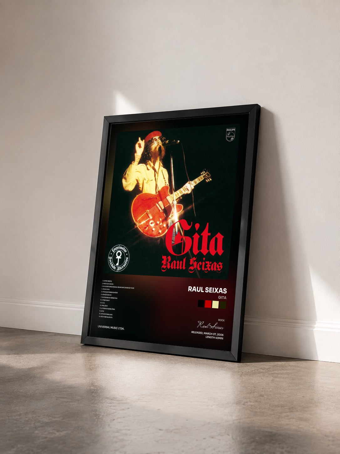 #noir Tableau de l'album Gita de Raul Seixas vu de trois quarts, cadre noir