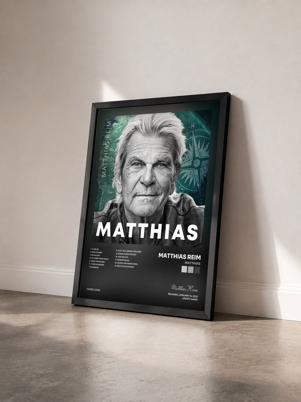 #noir Tableau de l'album MATTHIAS de Matthias Reim vu de trois quarts, cadre noir