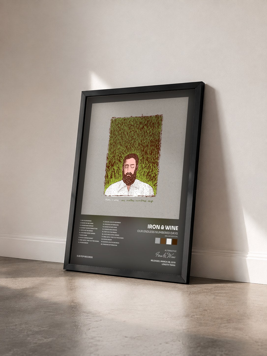 #noir Tableau de l'album Our Endless Numbered Days (Deluxe Edition) de Iron & Wine vu de trois quarts, cadre noir