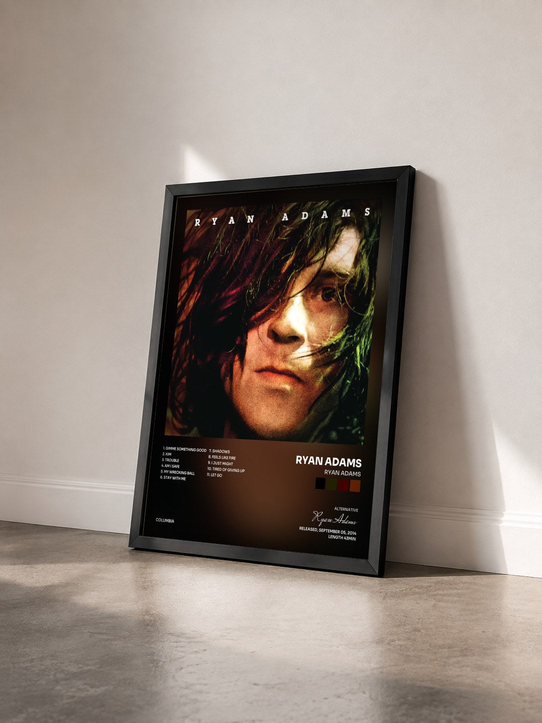 #noir Tableau de l'album Ryan Adams de Ryan Adams vu de trois quarts, cadre noir