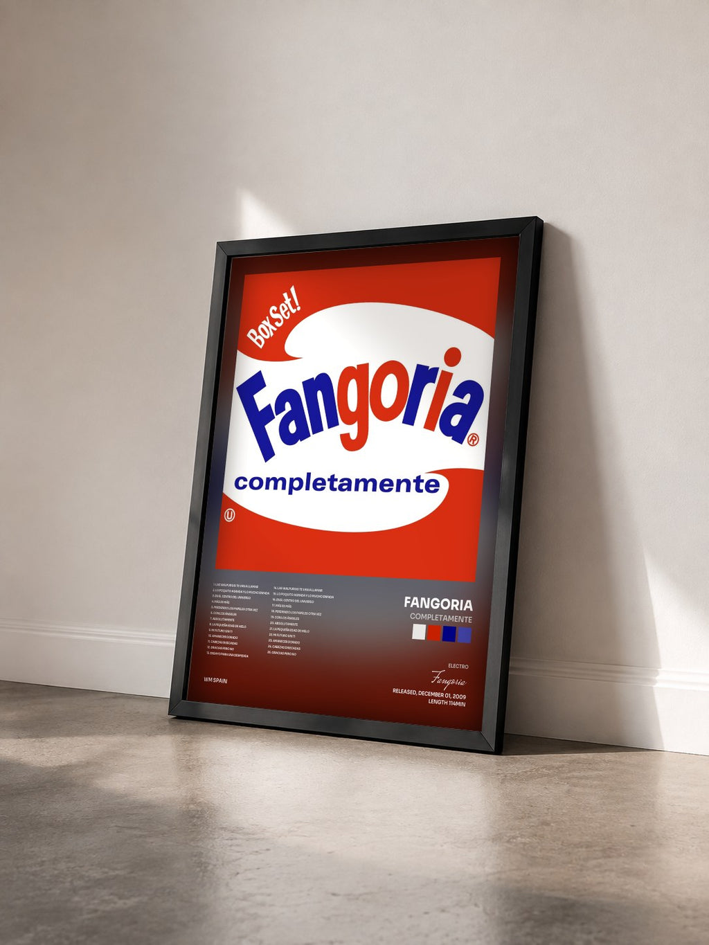 #noir Tableau de l'album Completamente de Fangoria vu de trois quarts, cadre noir