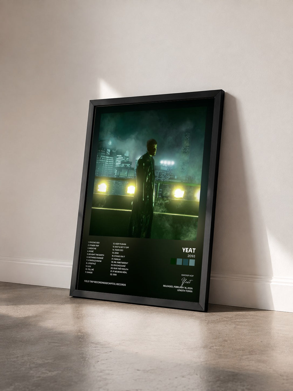#noir Tableau de l'album 2093 de Yeat vu de trois quarts, cadre noir