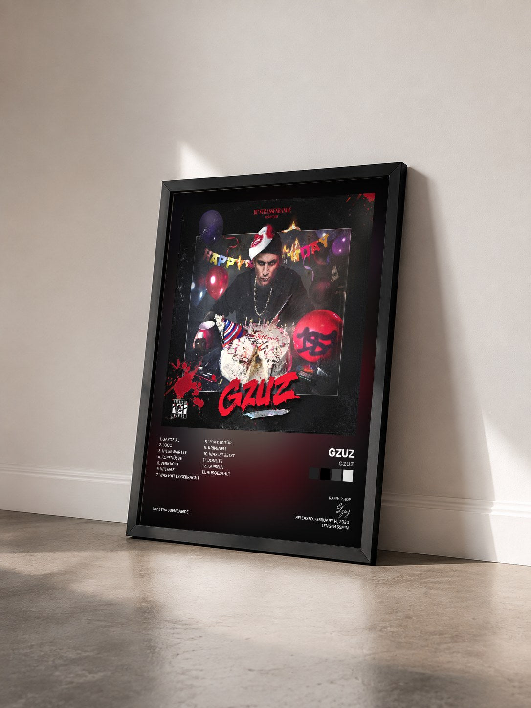 #noir Tableau de l'album Gzuz de Gzuz vu de trois quarts, cadre noir