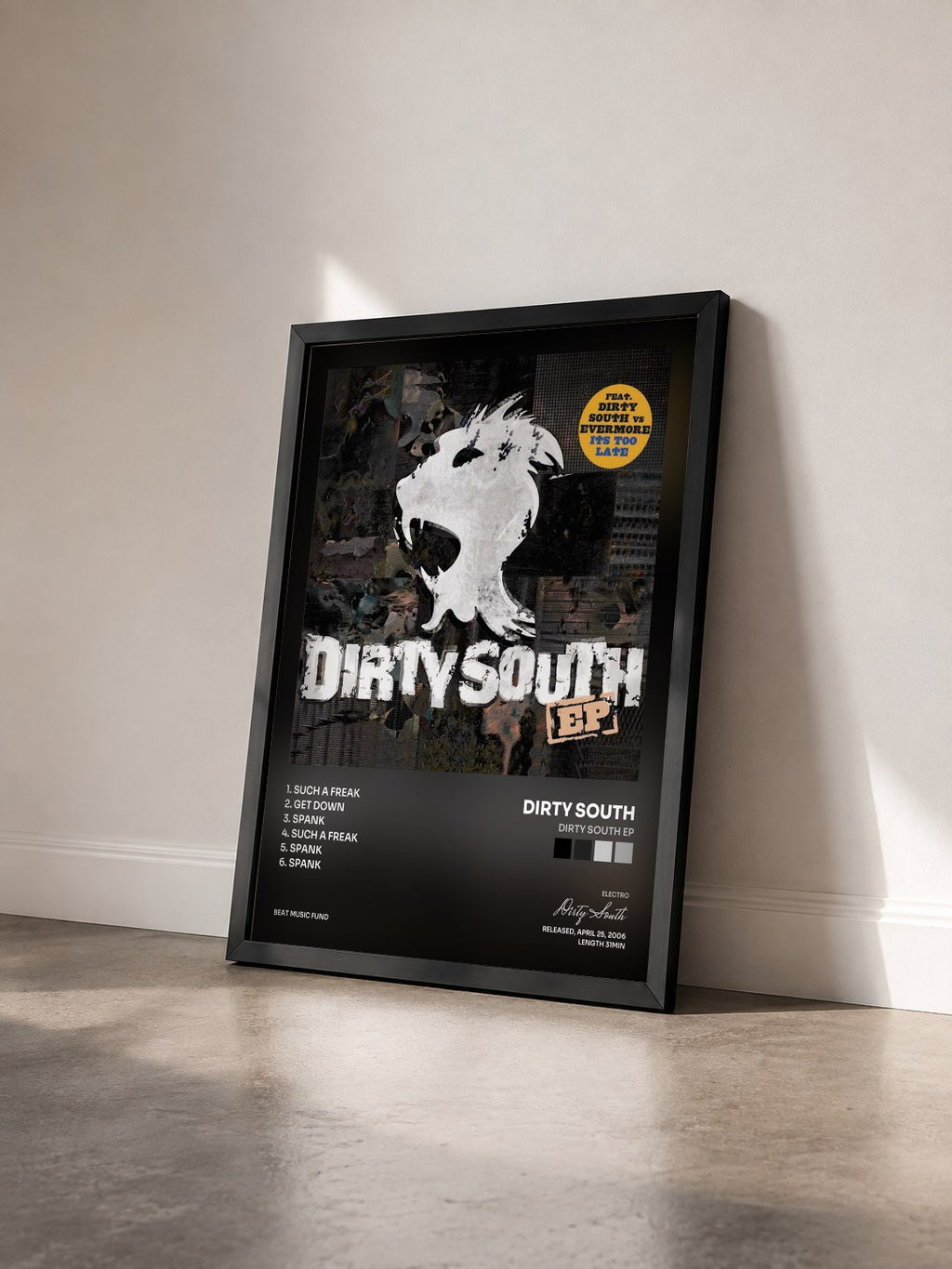 #noir Tableau de l'album Dirty South EP de Dirty South vu de trois quarts, cadre noir