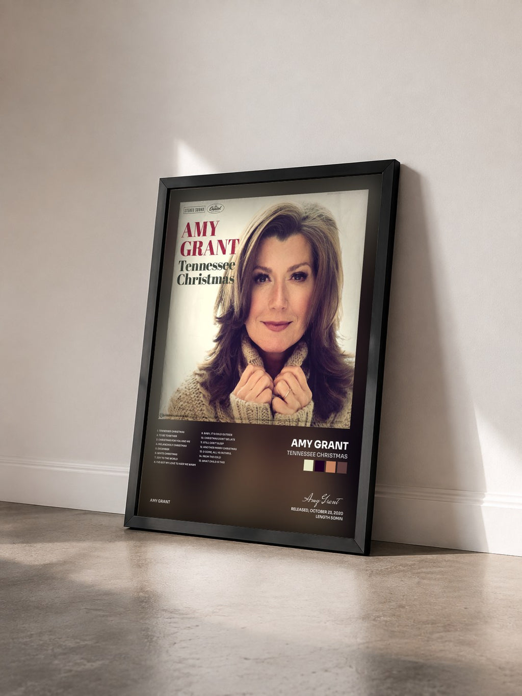 #noir Tableau de l'album Tennessee Christmas de Amy Grant vu de trois quarts, cadre noir