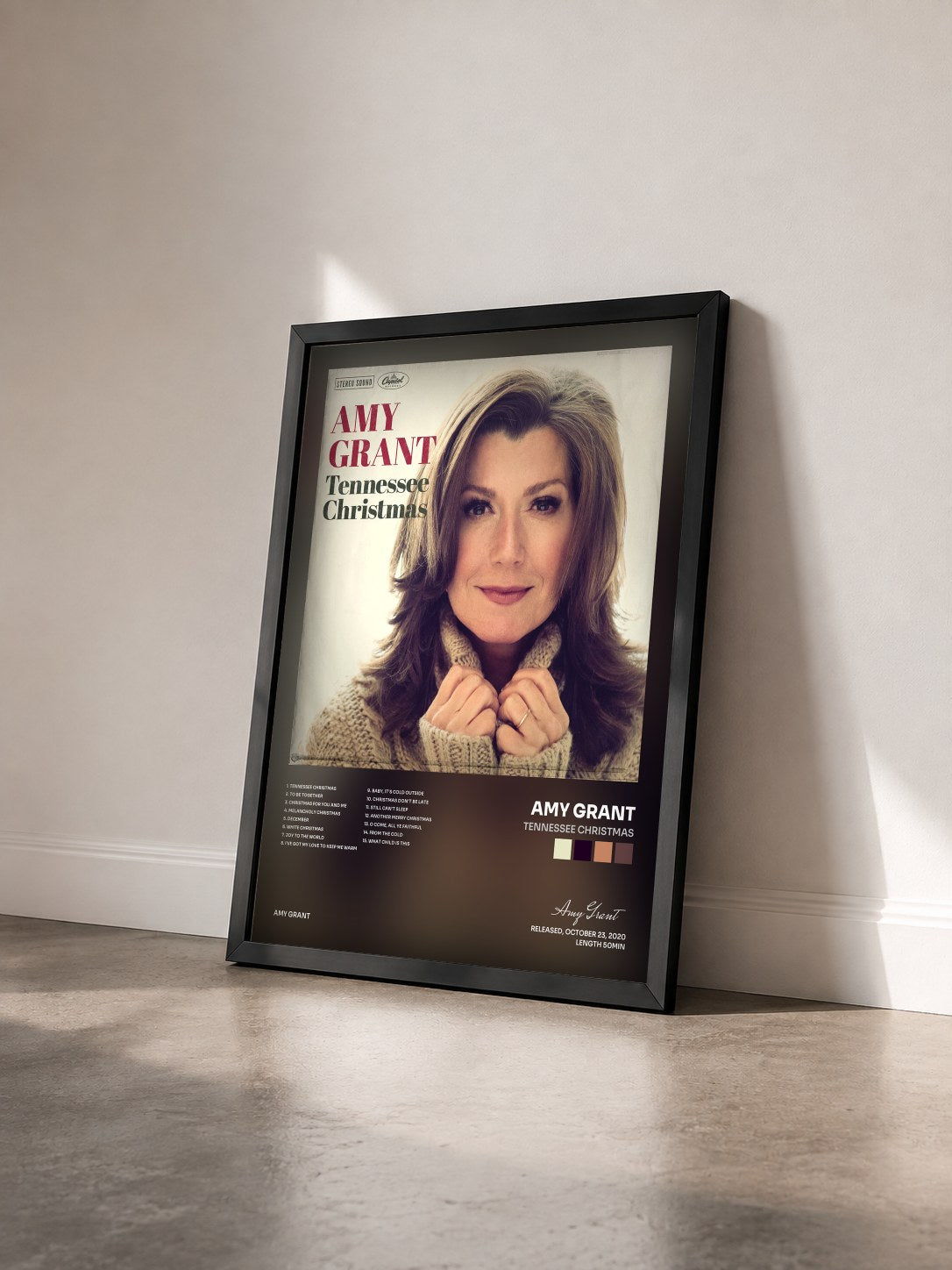 #noir Tableau de l'album Tennessee Christmas de Amy Grant vu de trois quarts, cadre noir