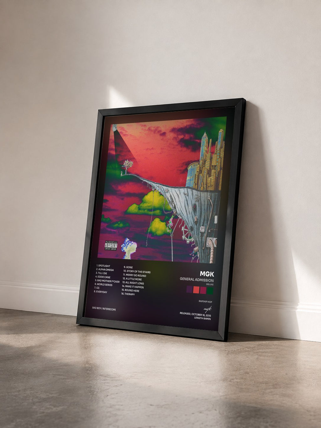 #noir Tableau de l'album General Admission (Deluxe) de mgk vu de trois quarts, cadre noir