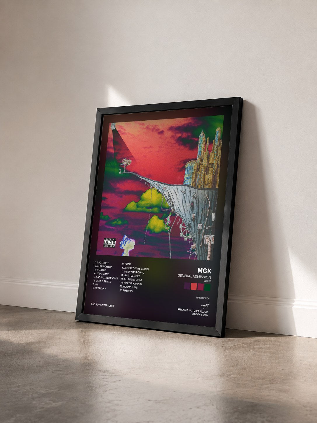#noir Tableau de l'album General Admission (Deluxe) de mgk vu de trois quarts, cadre noir