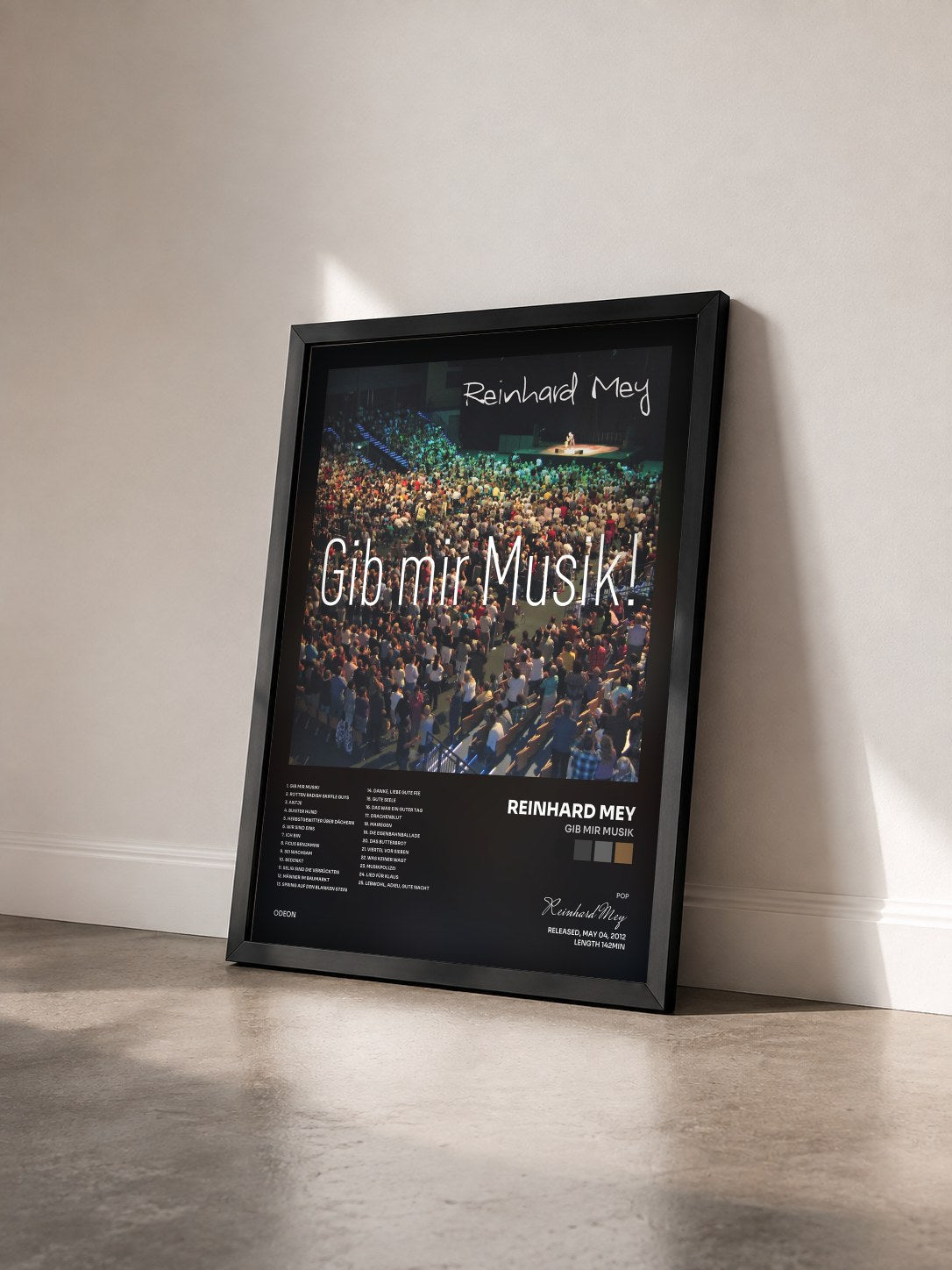 #noir Tableau de l'album Gib Mir Musik de Reinhard Mey vu de trois quarts, cadre noir