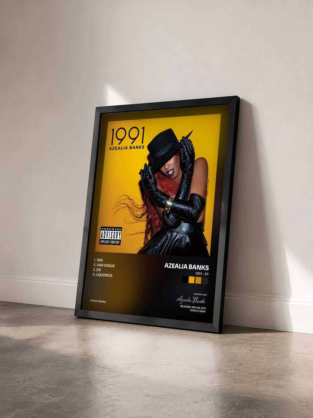 #noir Tableau de l'album 1991 - EP de Azealia Banks vu de trois quarts, cadre noir