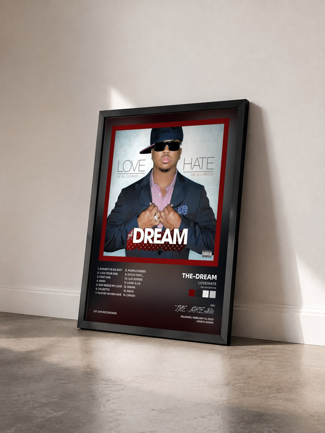 #noir Tableau de l'album Love/Hate (Deluxe Edition) de THE-DREAM vu de trois quarts, cadre noir