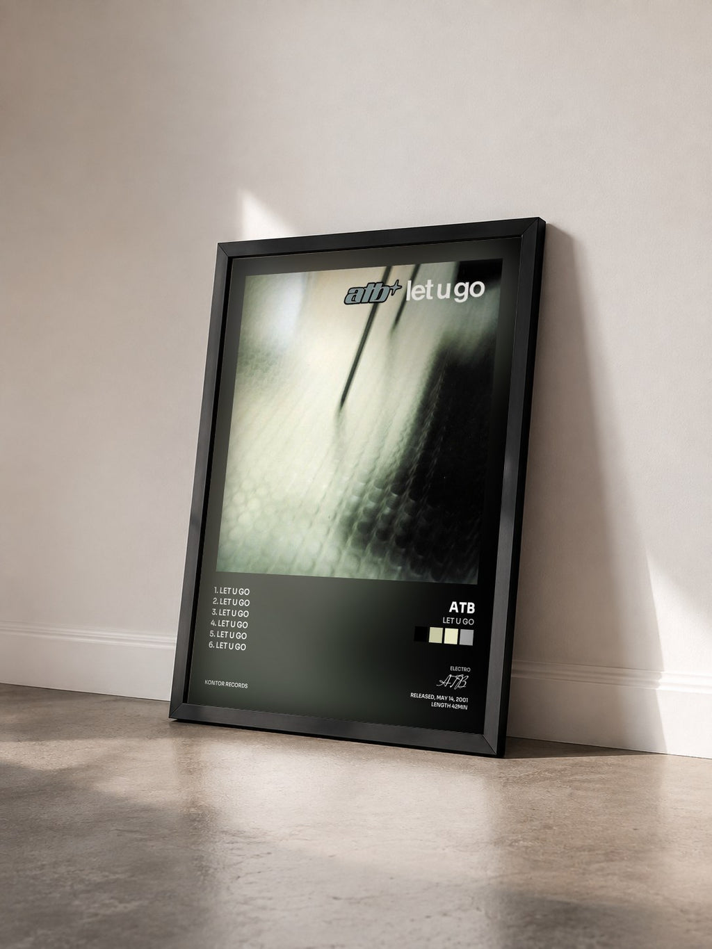 #noir Tableau de l'album Let U Go de ATB vu de trois quarts, cadre noir
