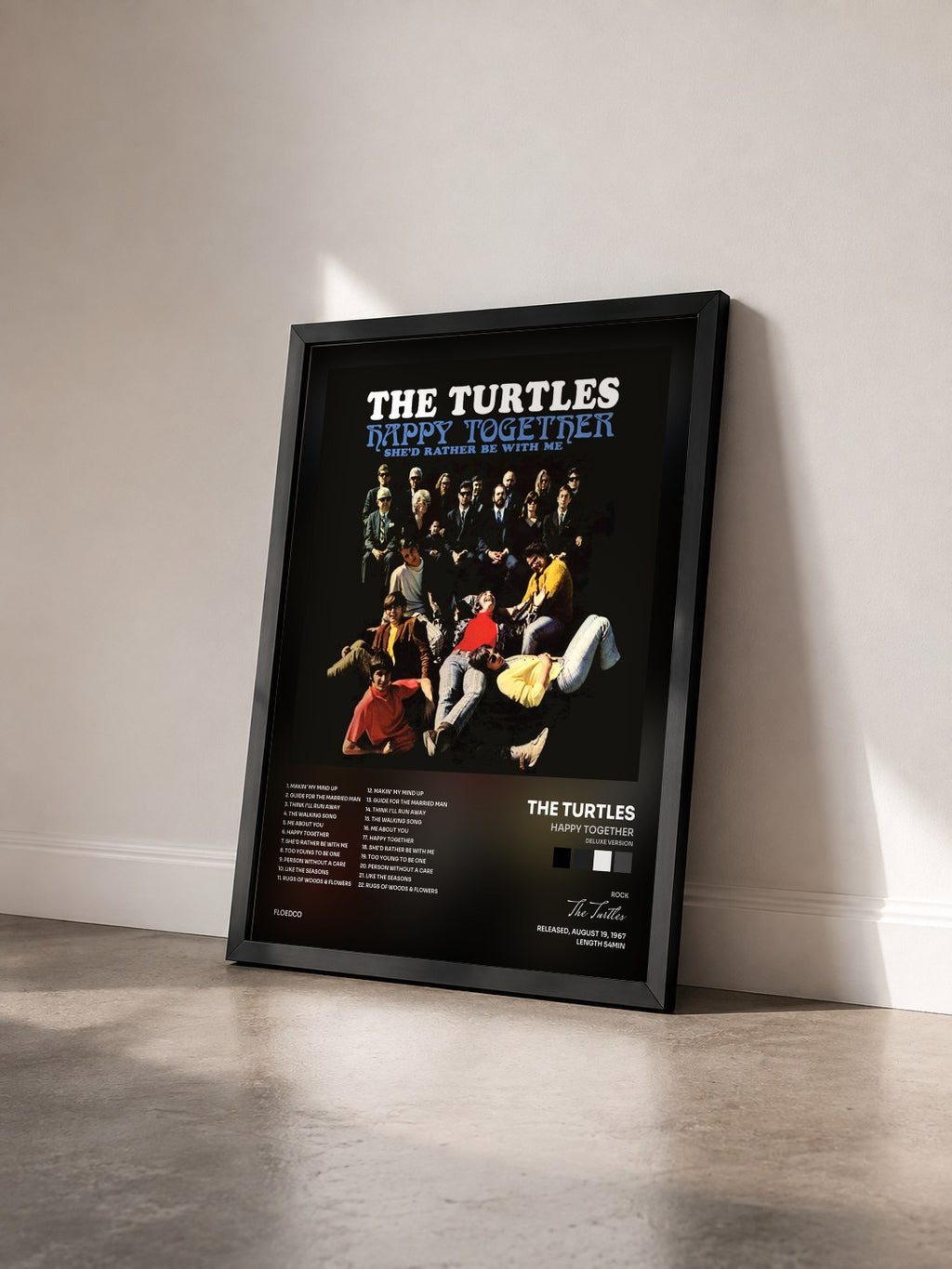 #noir Tableau de l'album Happy Together (Deluxe Version) de The Turtles vu de trois quarts, cadre noir