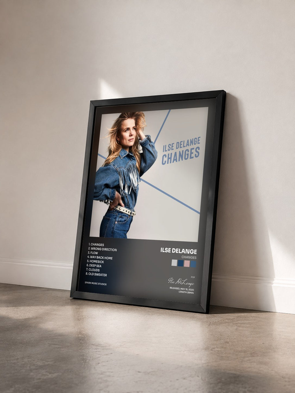 #noir Tableau de l'album Changes de Ilse DeLange vu de trois quarts, cadre noir