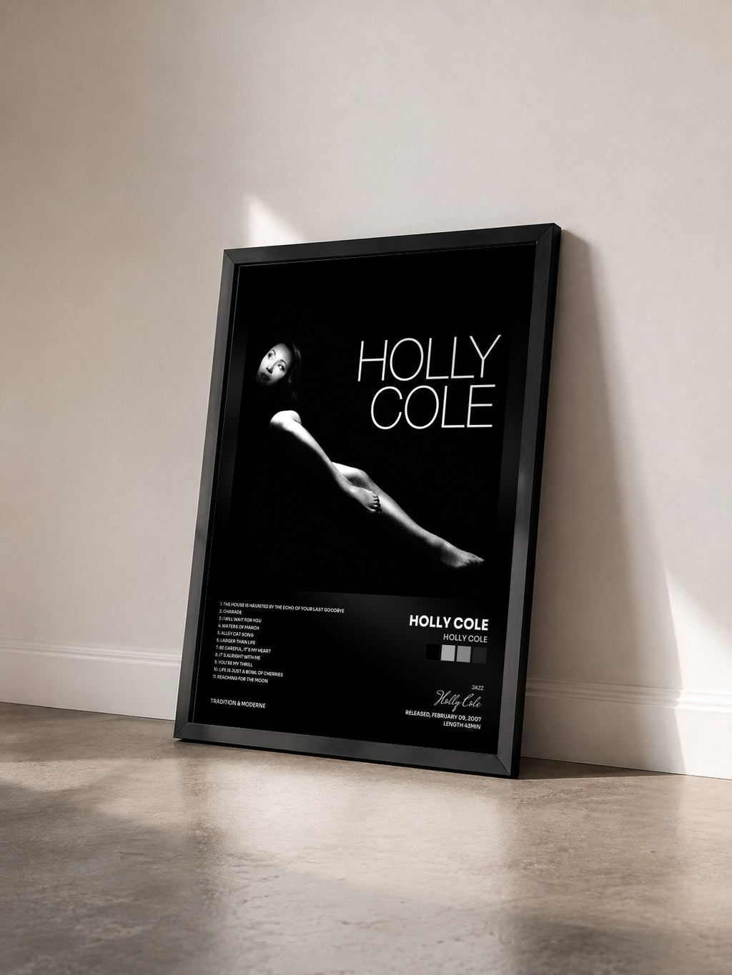 #noir Tableau de l'album Holly Cole de Holly Cole vu de trois quarts, cadre noir