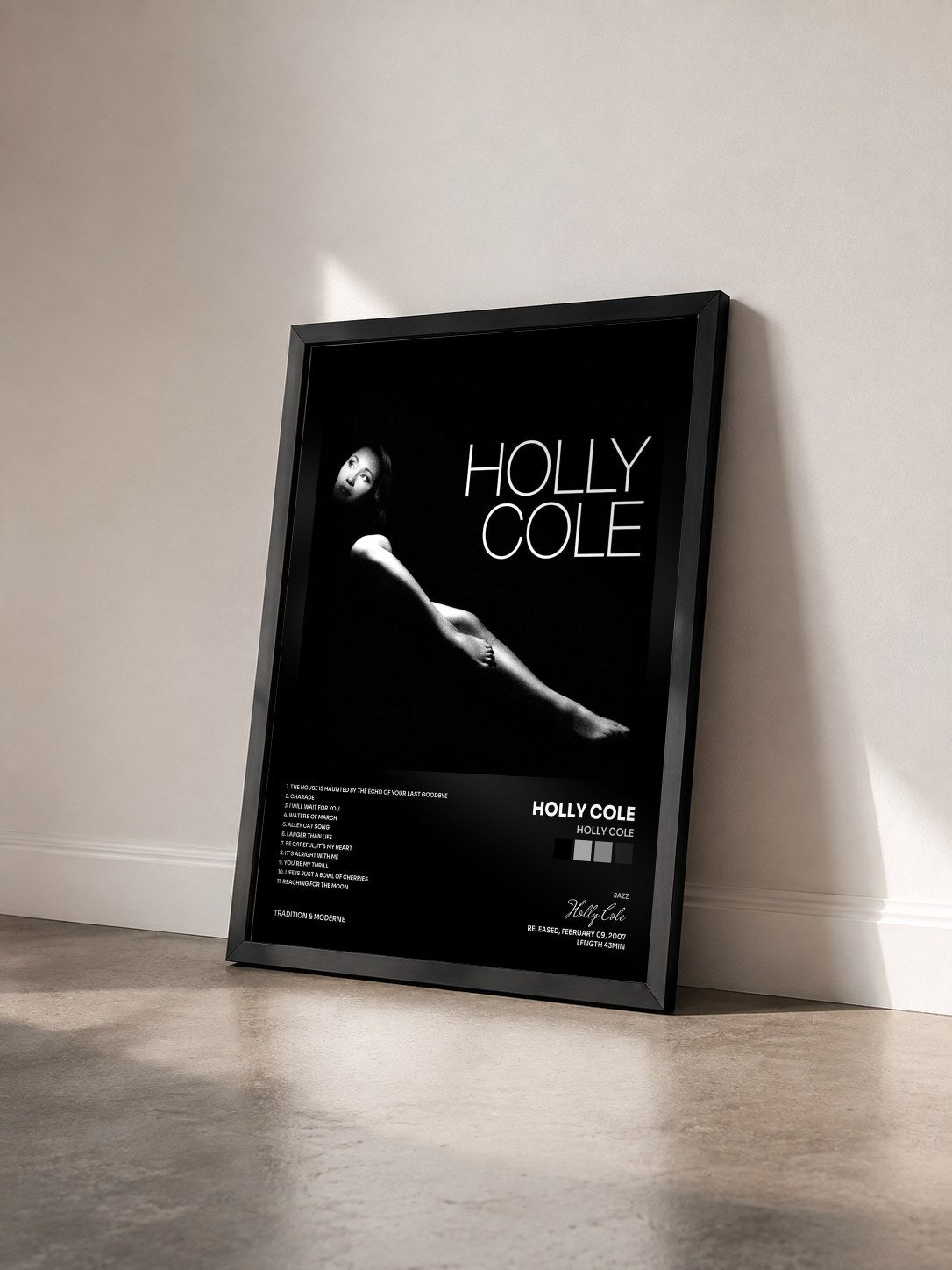 #noir Tableau de l'album Holly Cole de Holly Cole vu de trois quarts, cadre noir