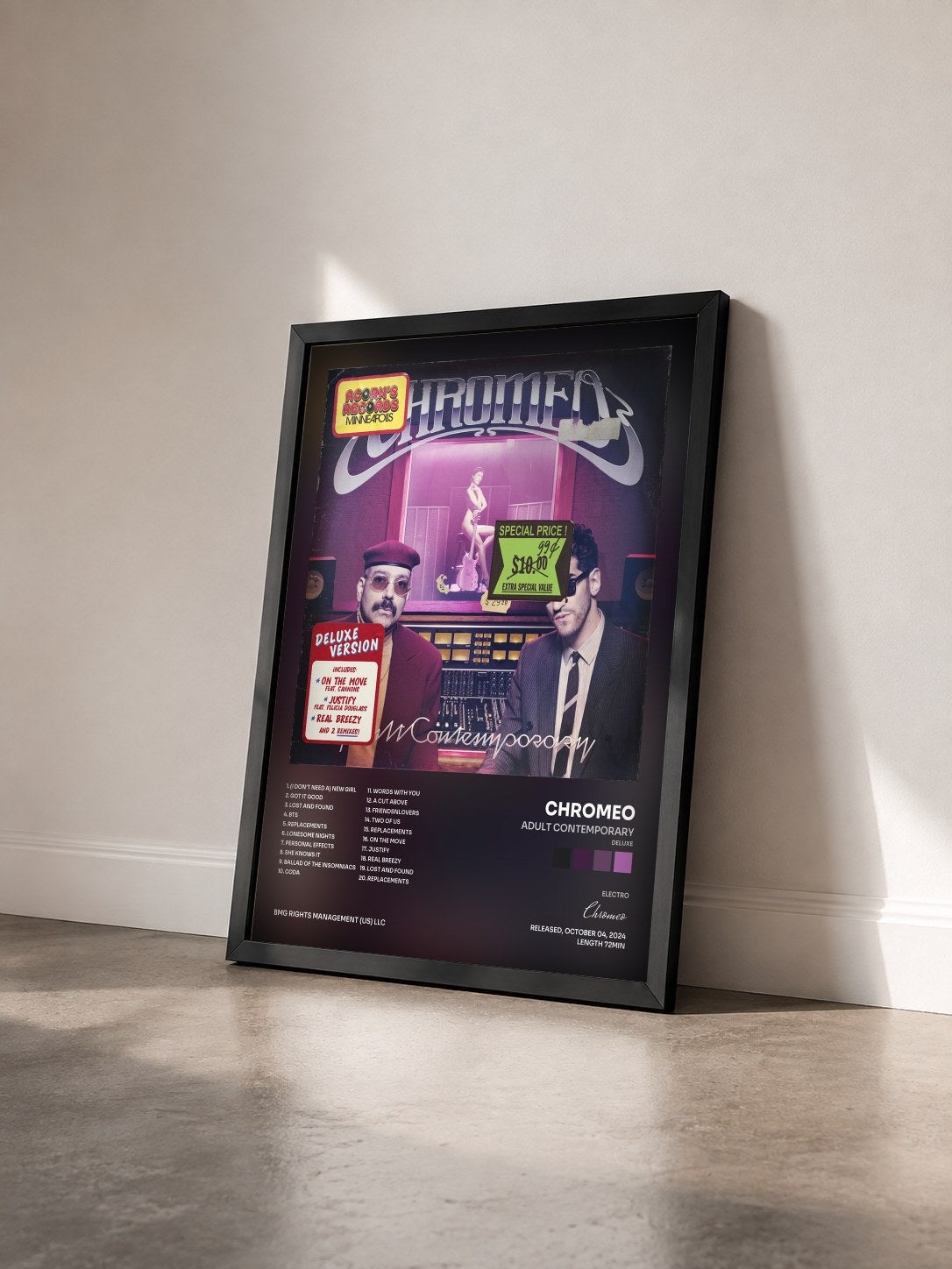 #noir Tableau de l'album Adult Contemporary (Deluxe) de Chromeo vu de trois quarts, cadre noir
