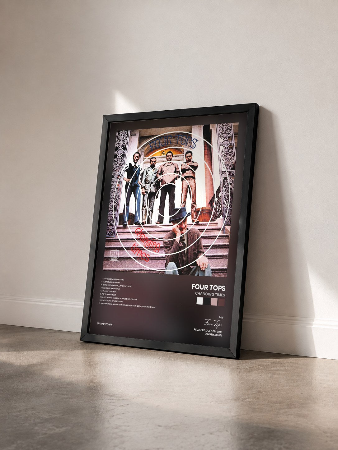 #noir Tableau de l'album Changing Times de Four Tops vu de trois quarts, cadre noir