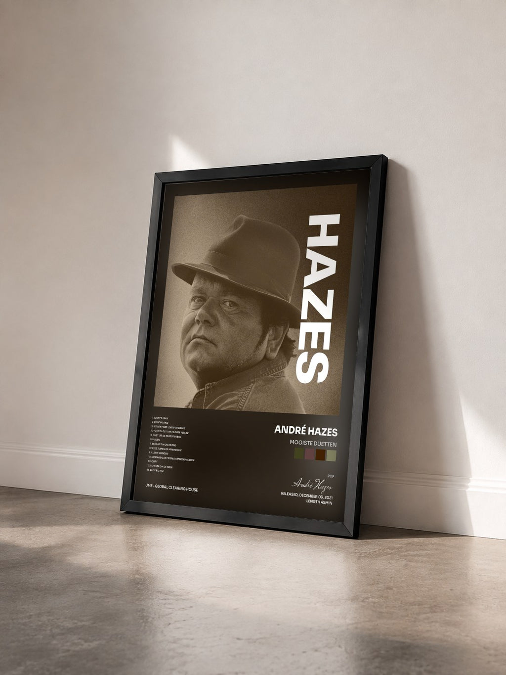 #noir Tableau de l'album Mooiste Duetten de André Hazes vu de trois quarts, cadre noir