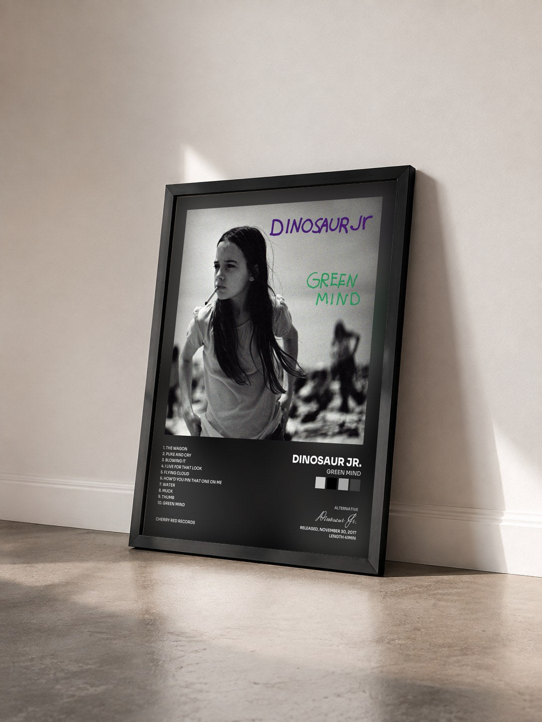 #noir Tableau de l'album Green Mind de Dinosaur Jr. vu de trois quarts, cadre noir