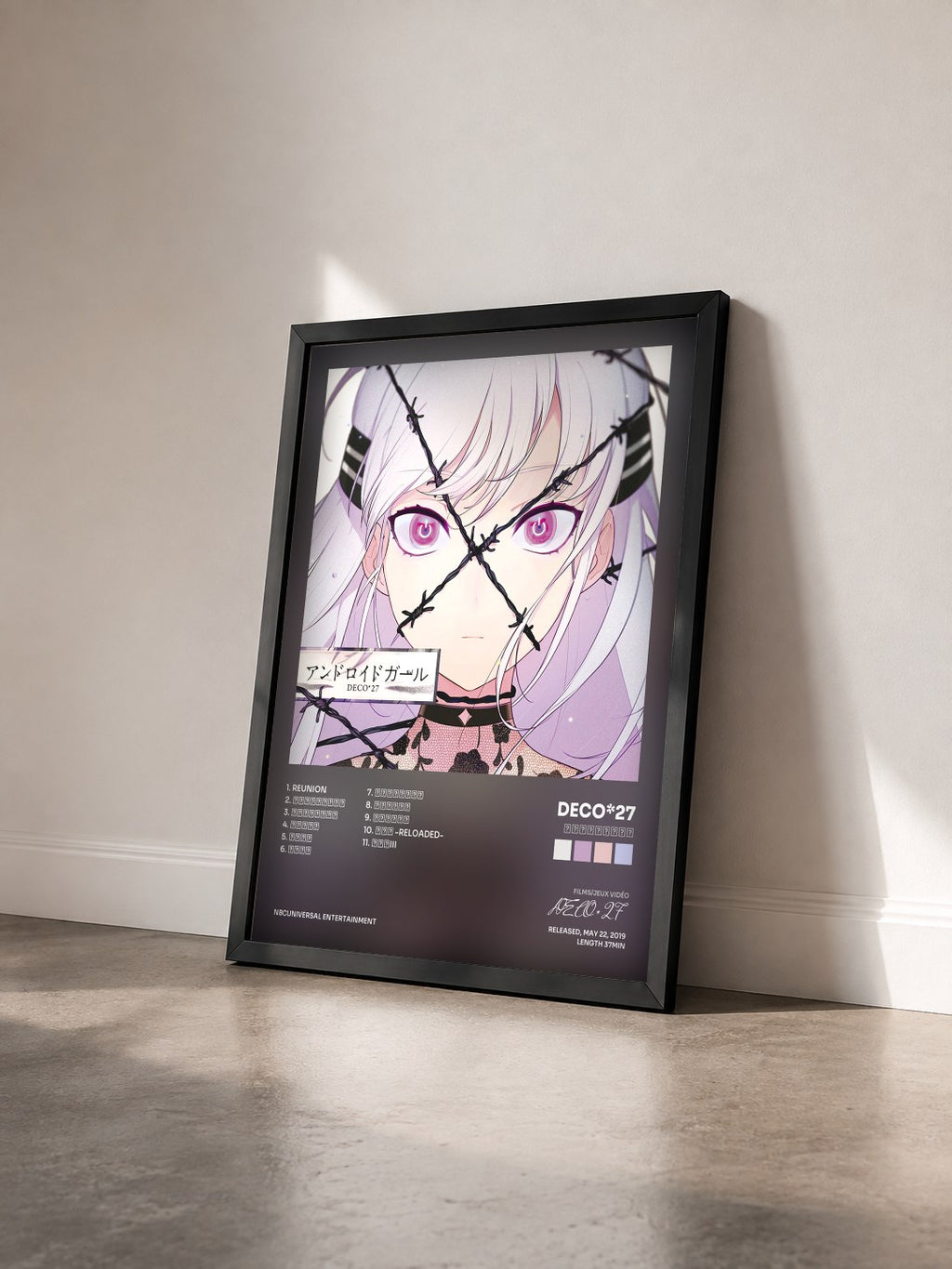 #noir Tableau de l'album アンドロイドガール de DECO*27 vu de trois quarts, cadre noir