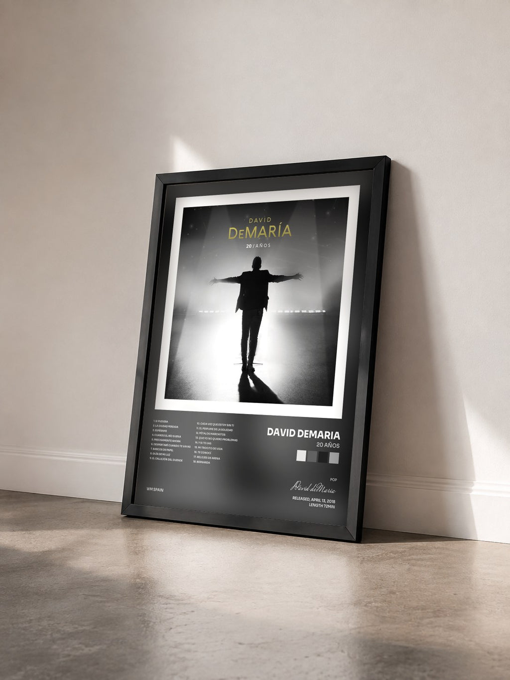 #noir Tableau de l'album 20 Años de David deMaria vu de trois quarts, cadre noir