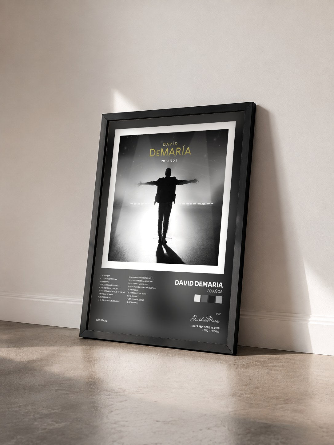 #noir Tableau de l'album 20 Años de David deMaria vu de trois quarts, cadre noir