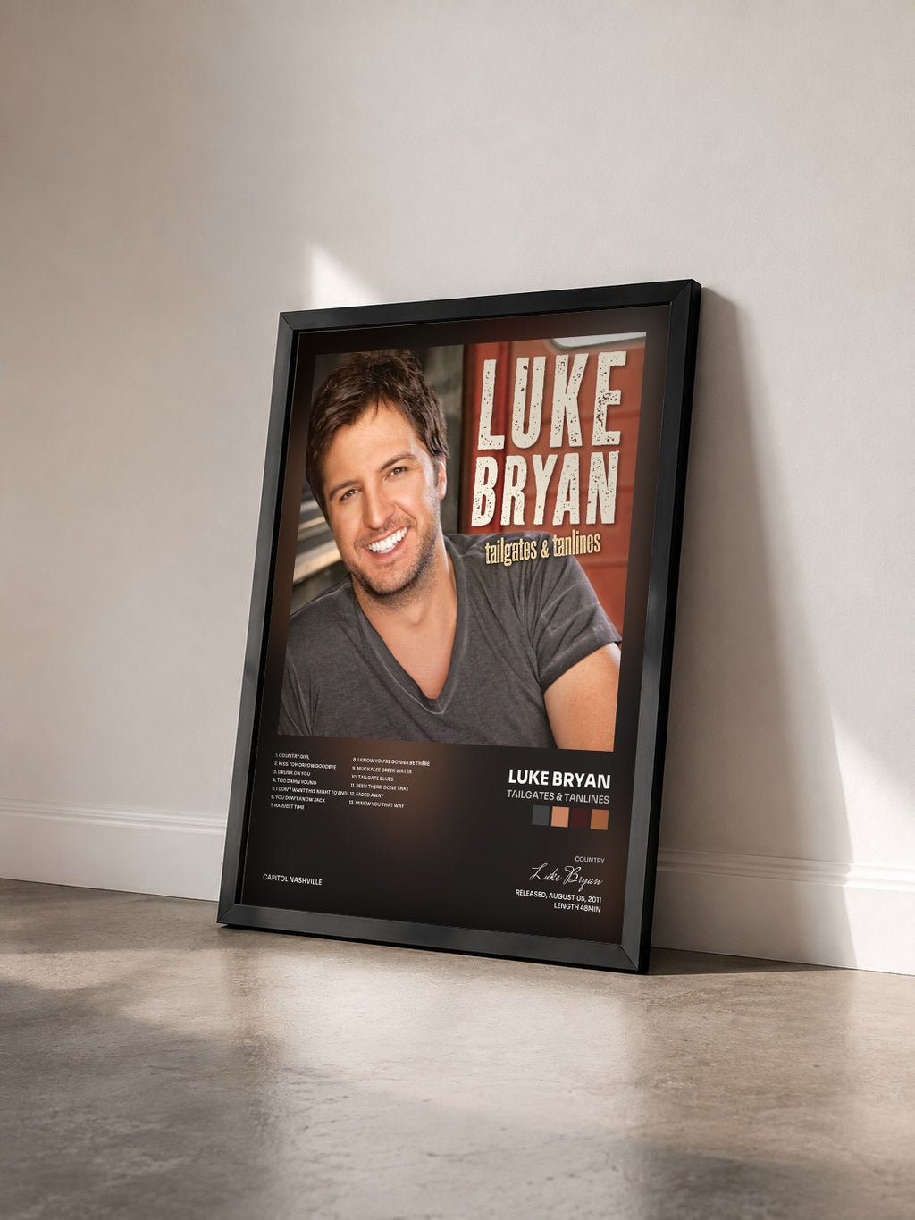 #noir Tableau de l'album Tailgates & Tanlines de Luke Bryan vu de trois quarts, cadre noir