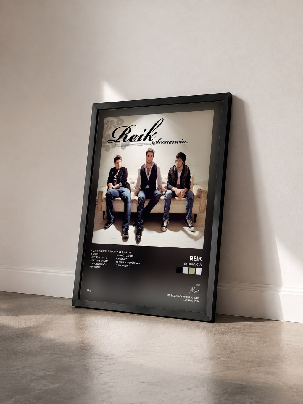 #noir Tableau de l'album Secuencia de Reik vu de trois quarts, cadre noir