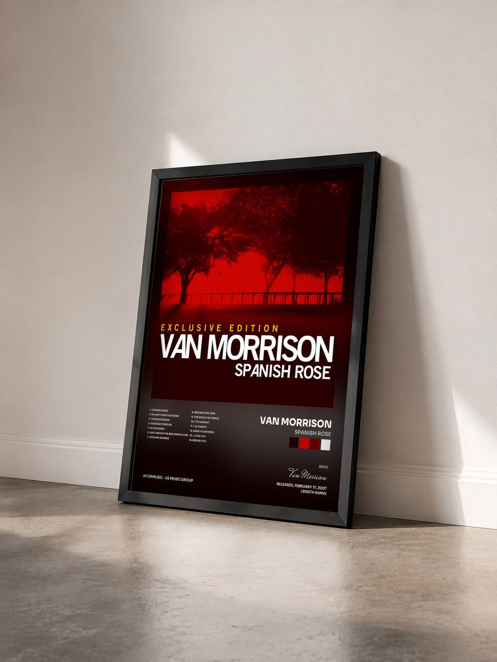 #noir Tableau de l'album Spanish Rose de Van Morrison vu de trois quarts, cadre noir