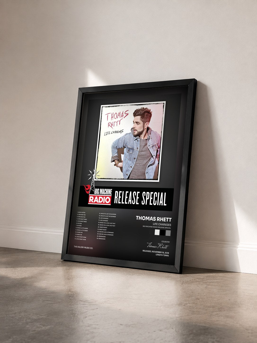 #noir Tableau de l'album Life Changes (Big Machine Radio Release Special) de Thomas Rhett vu de trois quarts, cadre noir