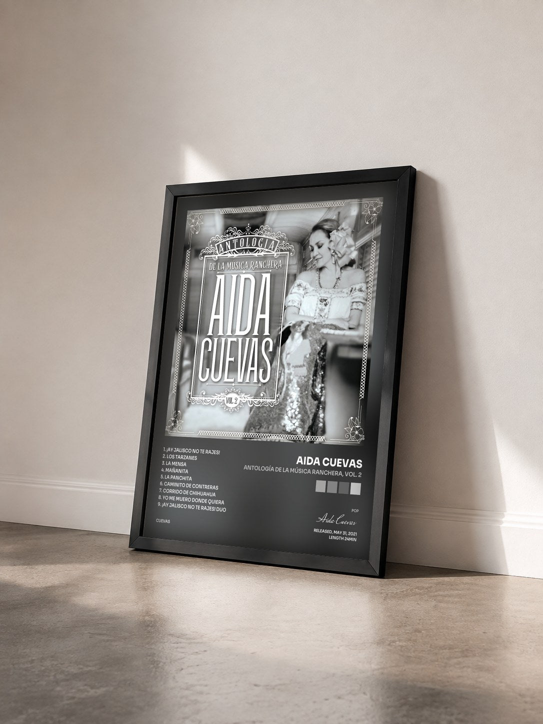 #noir Tableau de l'album Antología De La Música Ranchera, Vol. 2 de Aida Cuevas vu de trois quarts, cadre noir