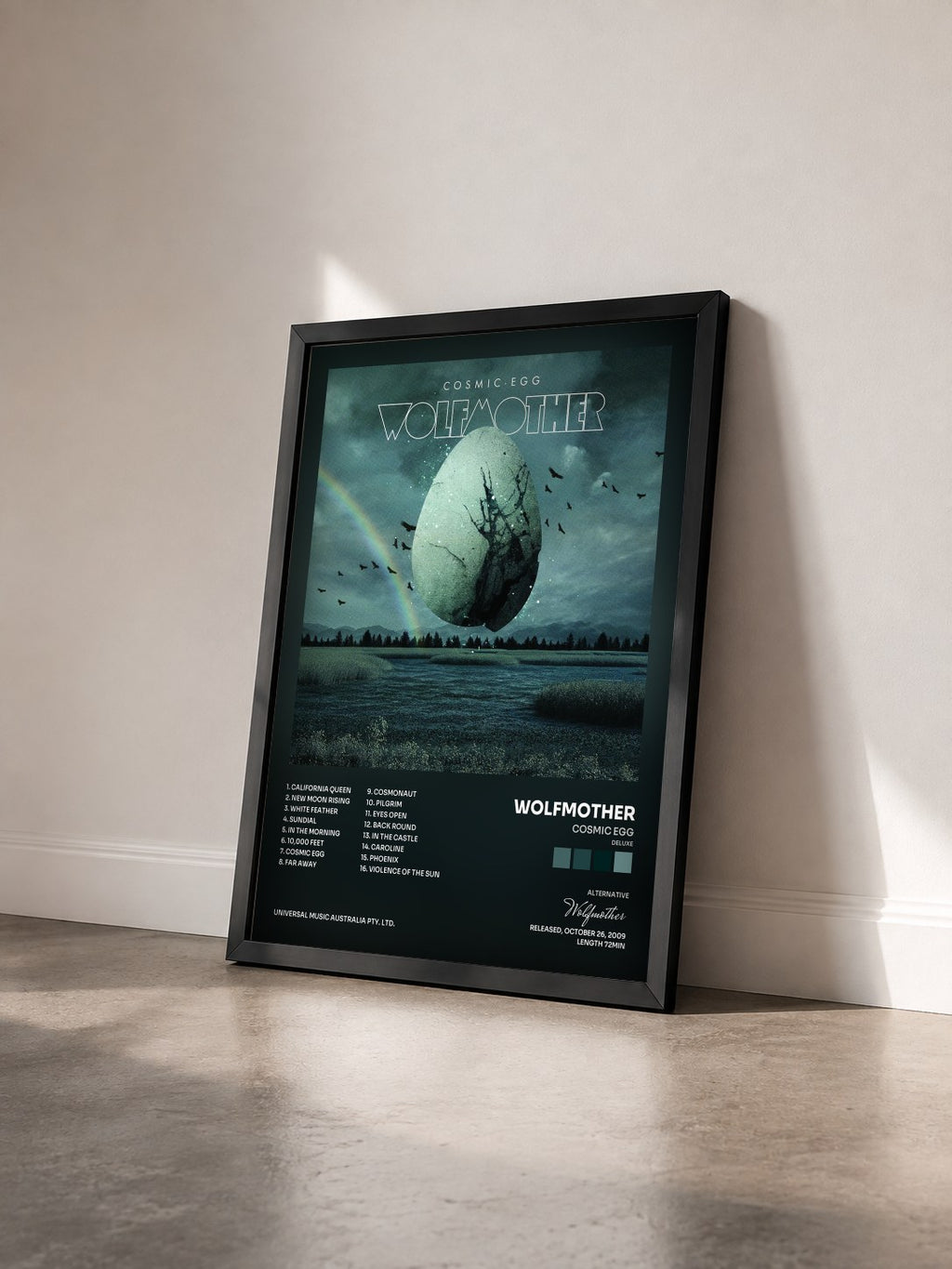 #noir Tableau de l'album Cosmic Egg (Deluxe) de Wolfmother vu de trois quarts, cadre noir