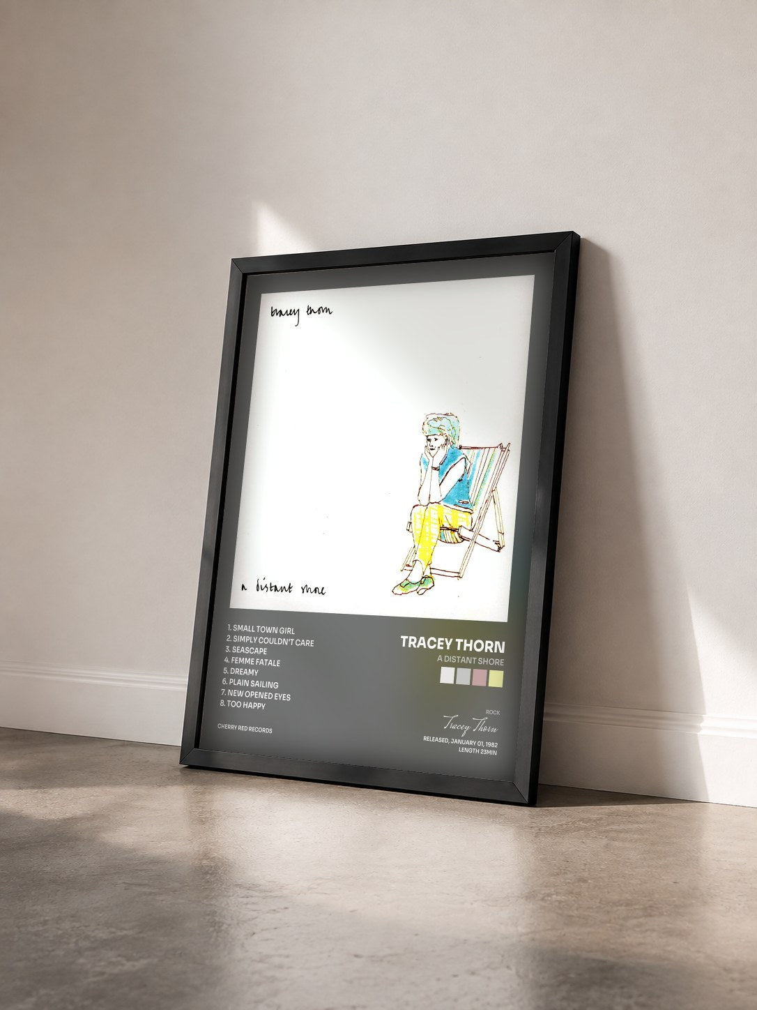 #noir Tableau de l'album A Distant Shore de Tracey Thorn vu de trois quarts, cadre noir