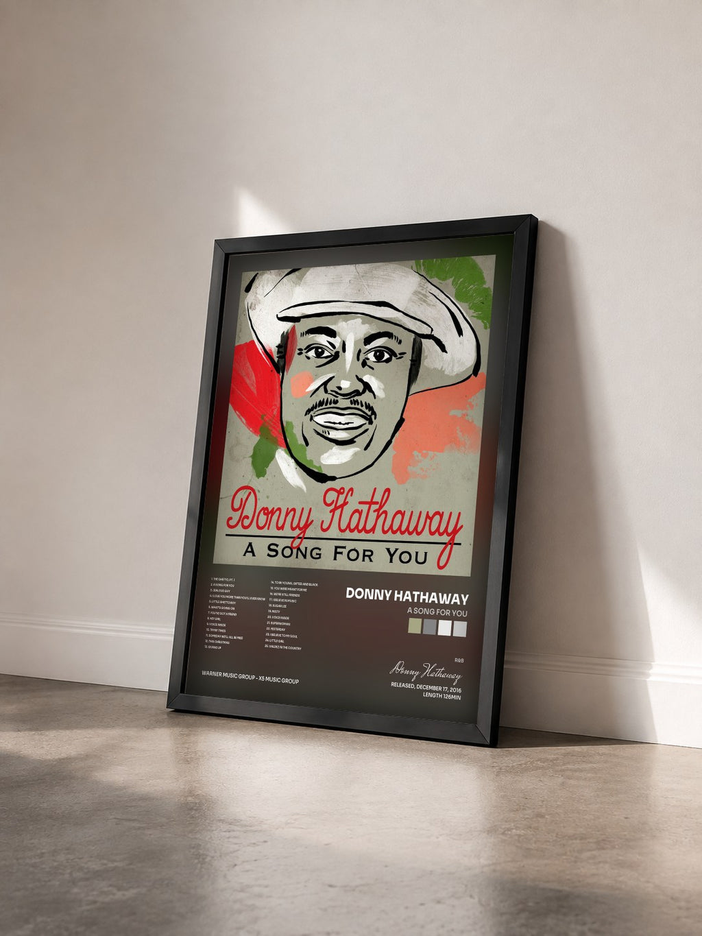 #noir Tableau de l'album A Song For You de Donny Hathaway vu de trois quarts, cadre noir
