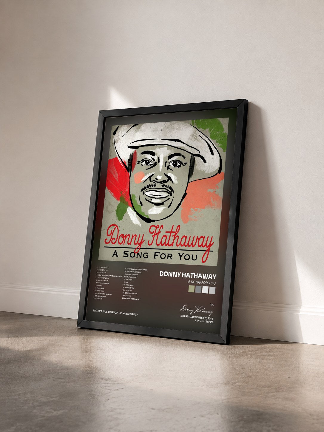 #noir Tableau de l'album A Song For You de Donny Hathaway vu de trois quarts, cadre noir