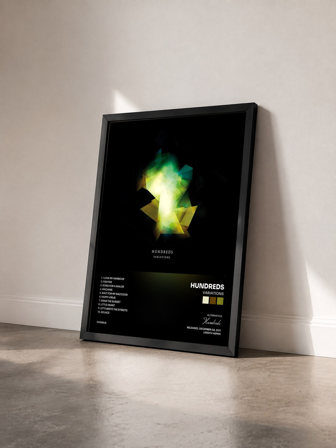 #noir Tableau de l'album Variations de Hundreds vu de trois quarts, cadre noir