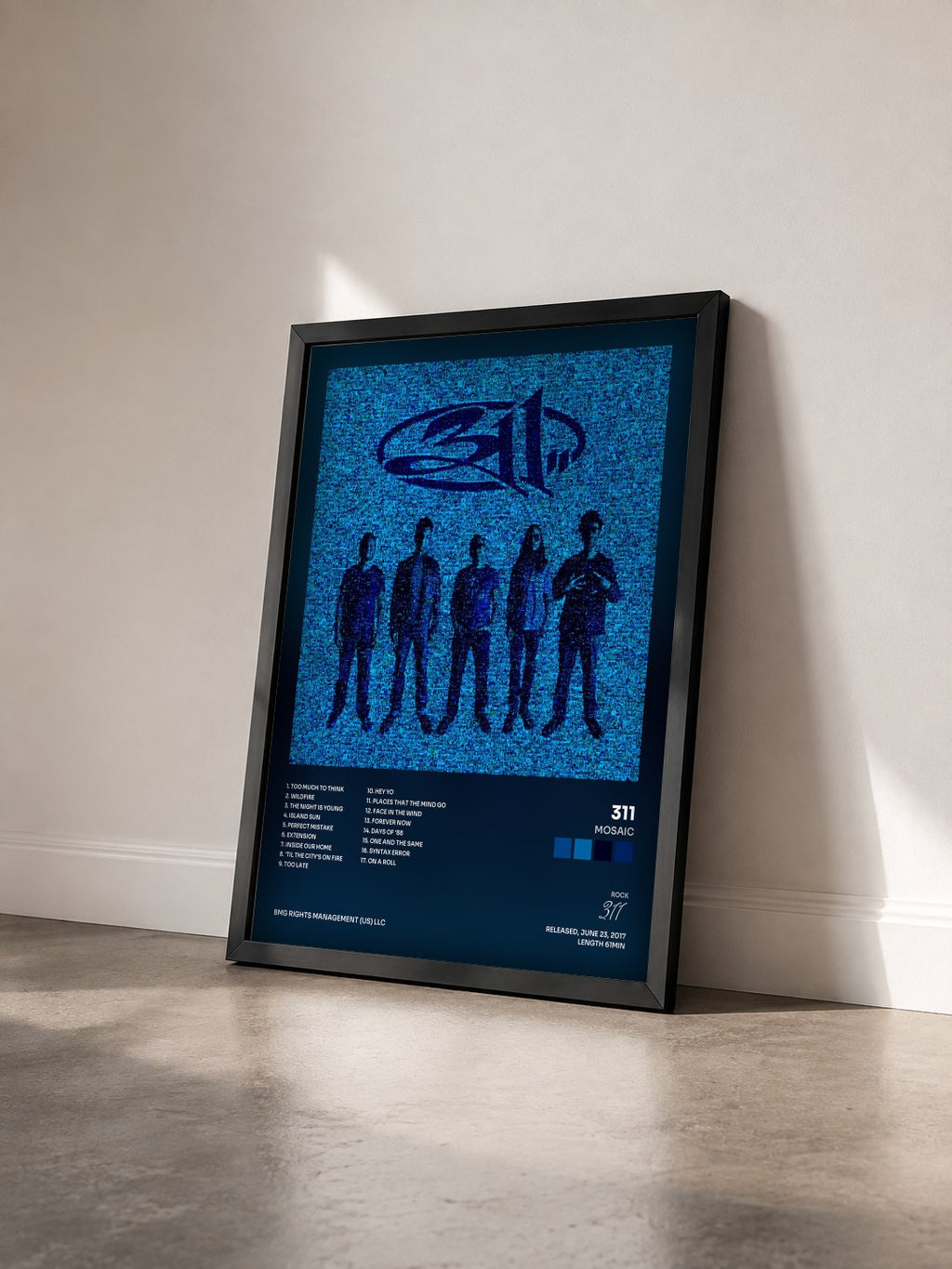 #noir Tableau de l'album Mosaic de 311 vu de trois quarts, cadre noir