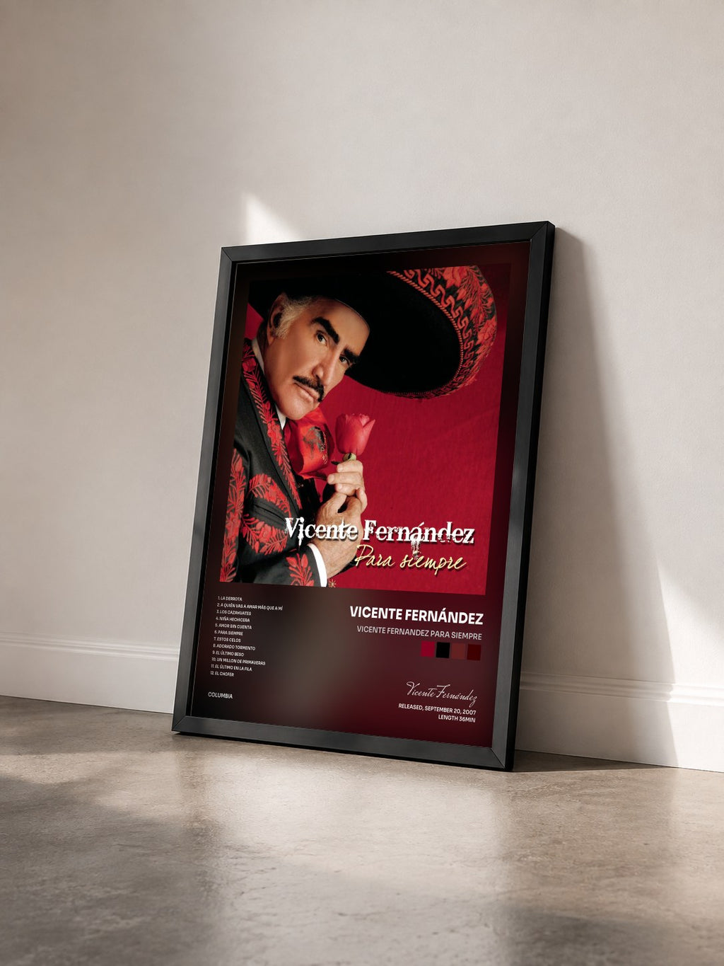 #noir Vicente Fernandez Para Siempre di Vicente Fernández in stampa incorniciata vista di tre quarti, cornice nera