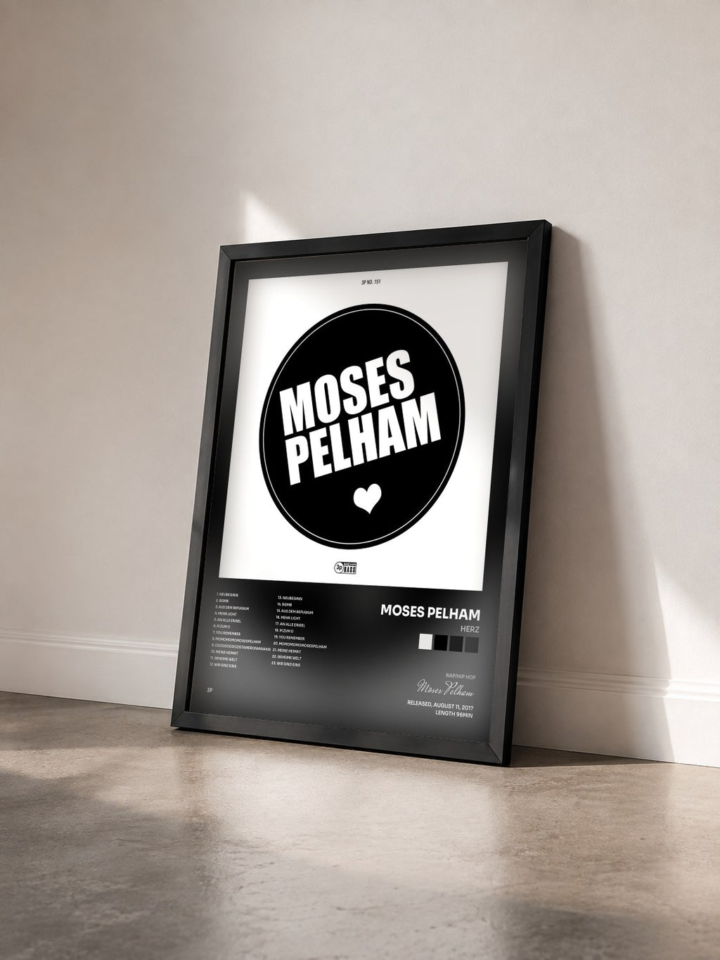 #noir Tableau de l'album Herz de Moses Pelham vu de trois quarts, cadre noir