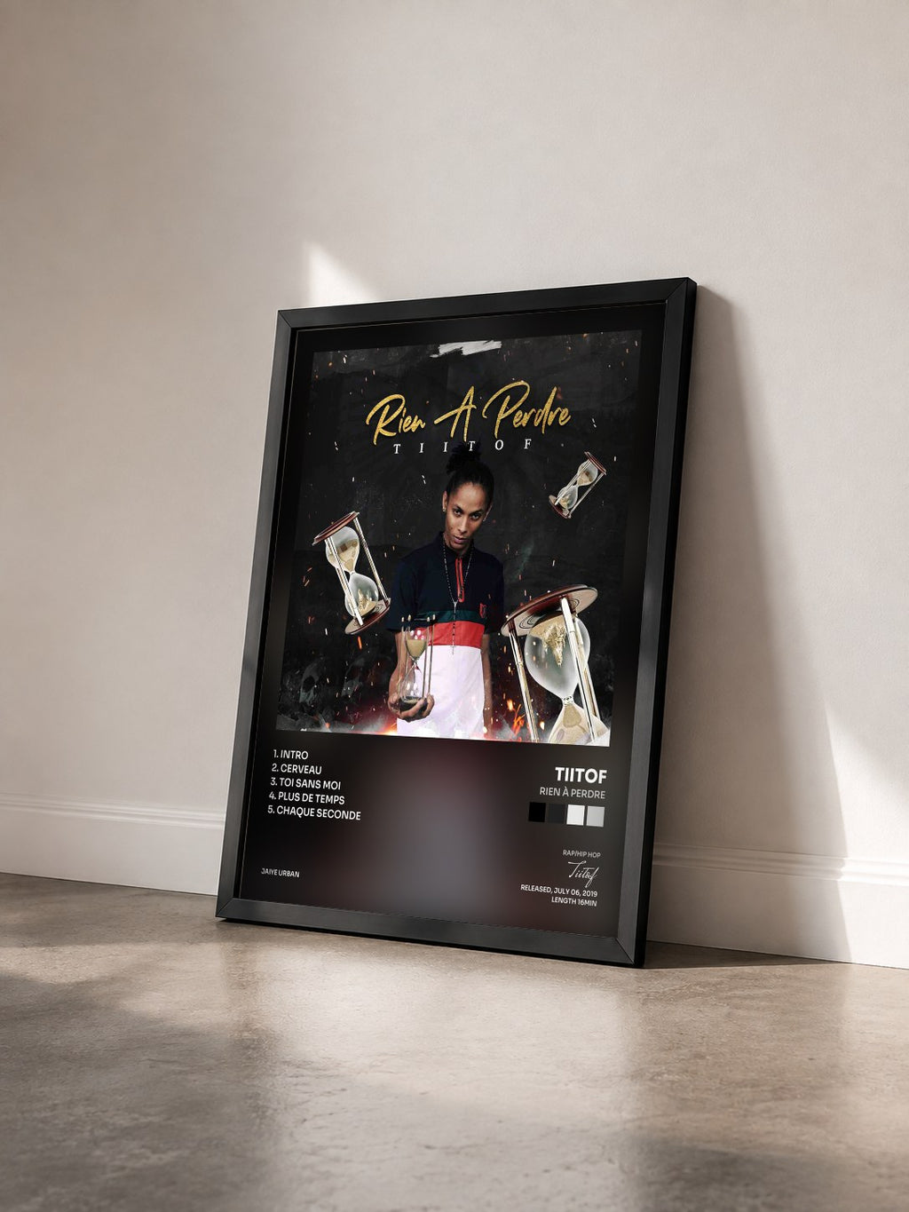 #noir Tableau de l'album Rien à perdre de Tiitof vu de trois quarts, cadre noir