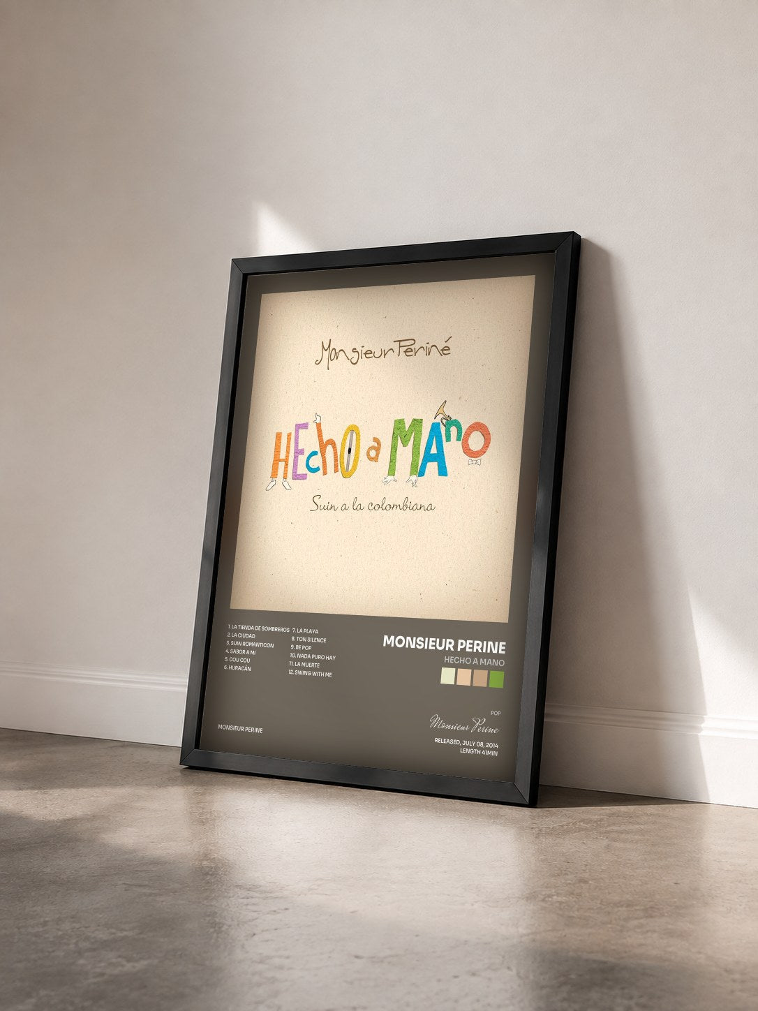 #noir Tableau de l'album Hecho a Mano de Monsieur Perine vu de trois quarts, cadre noir