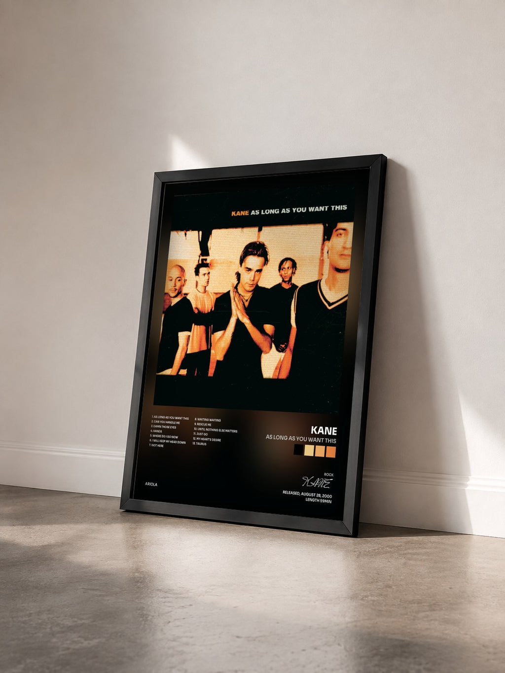 #noir Tableau de l'album As Long As You Want This de KANE vu de trois quarts, cadre noir