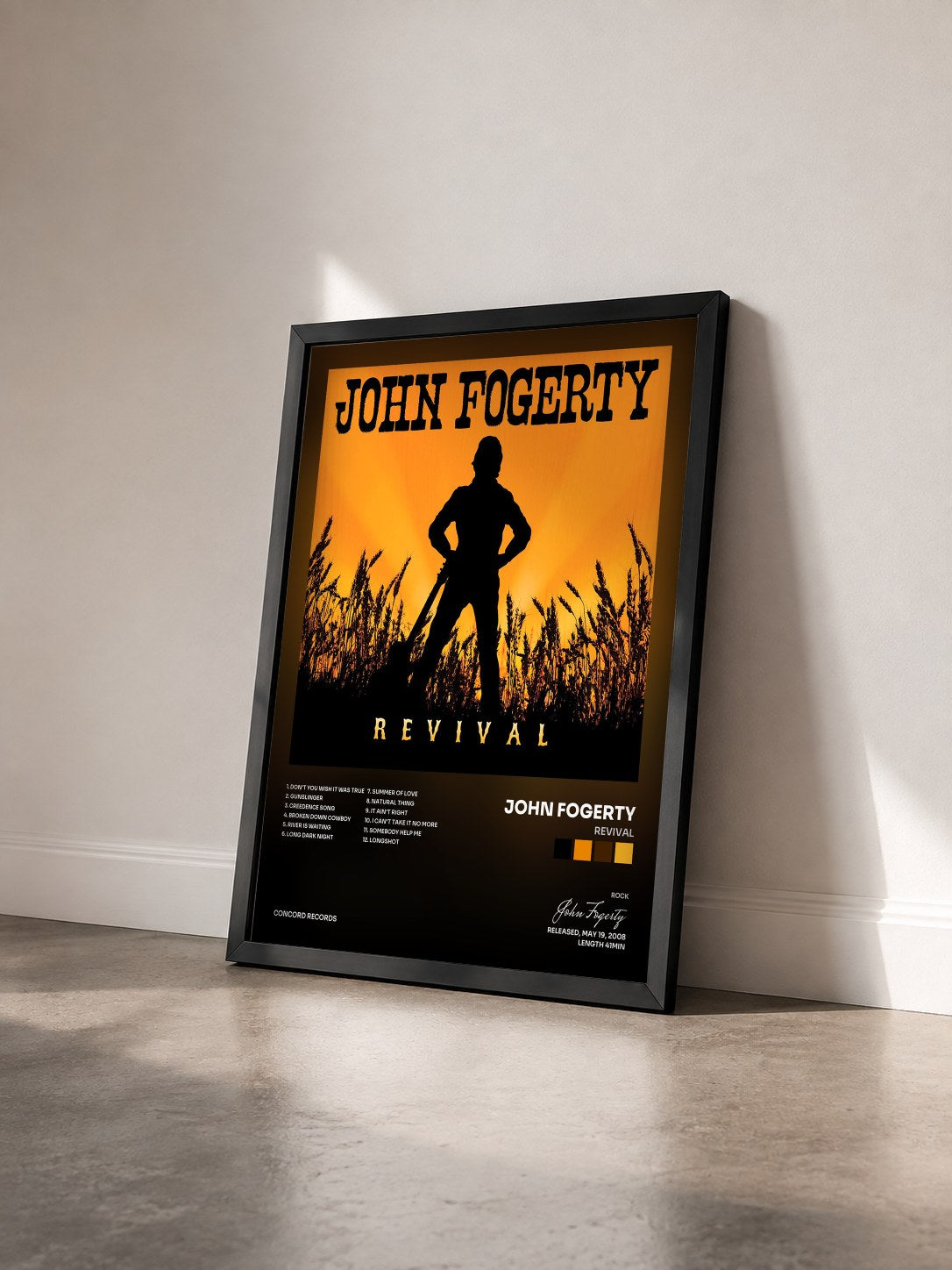 #noir Tableau de l'album Revival de John Fogerty vu de trois quarts, cadre noir