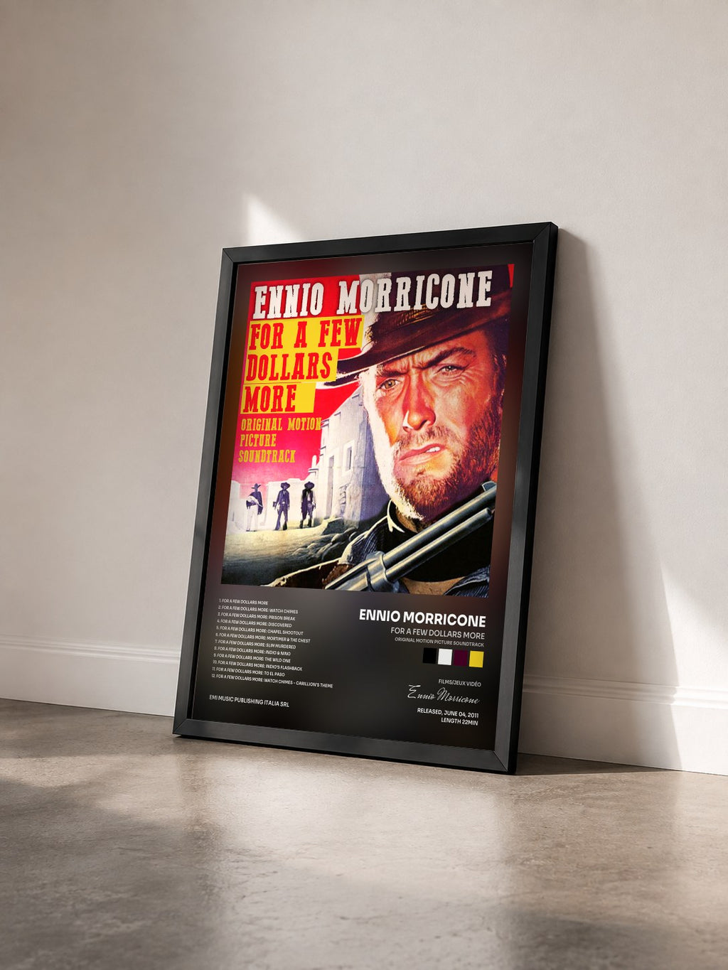 #noir Tableau de l'album For a Few Dollars More (Original Motion Picture Soundtrack) - Remastered de Ennio Morricone vu de trois quarts, cadre noir